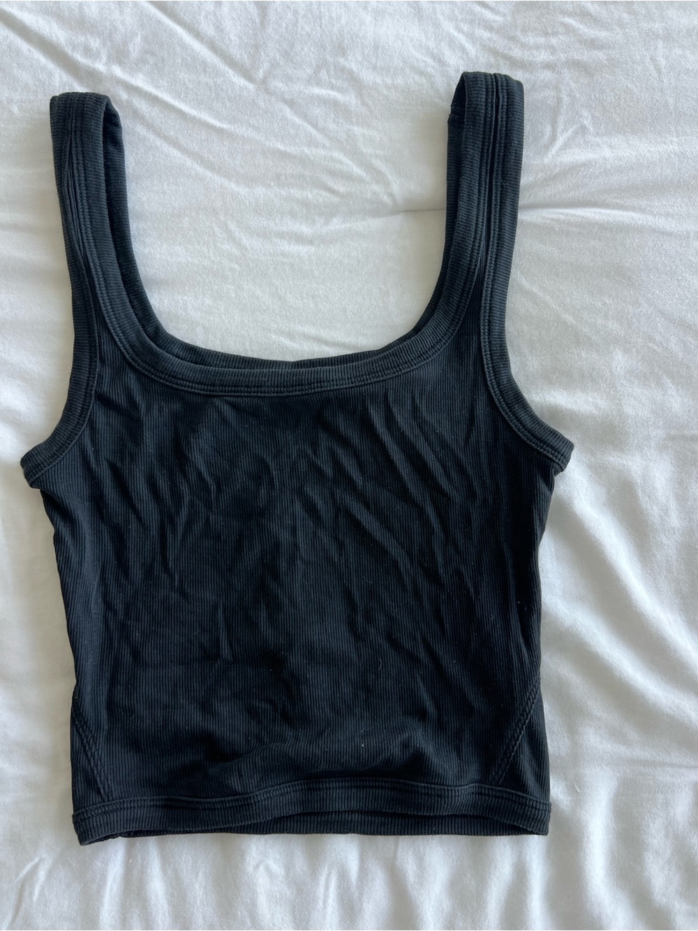 lululemon athletica Black Ribbed Square Tank - Women's
